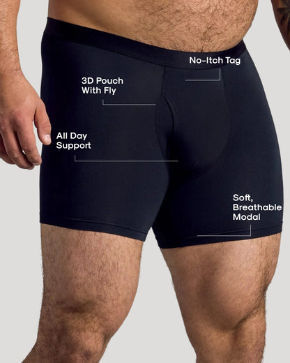 Black Boxer Briefs W/ Fly 3-Pack 2025