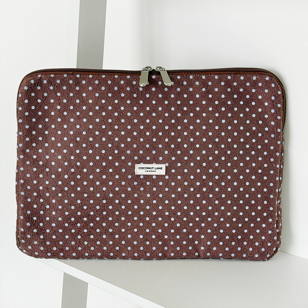 Brown & Blue Polka Dot TOWEL Laptop Sleeve