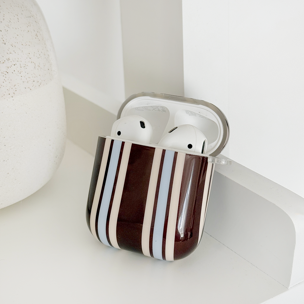 Airpods Case - Brown & Blue Stripes