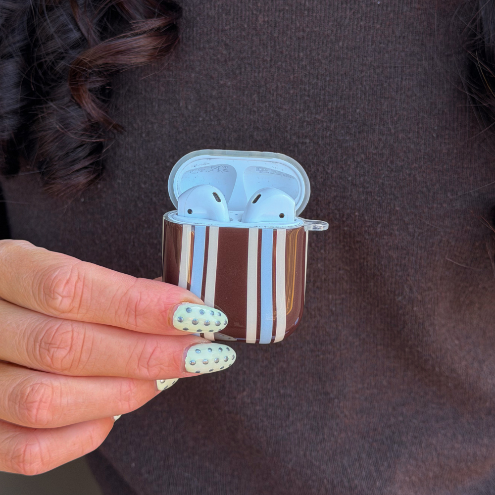 Airpods Case - Brown & Blue Stripes