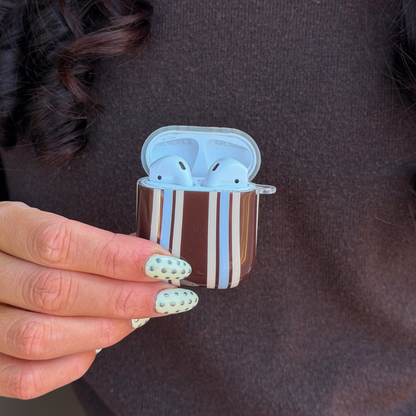 Airpods Case - Brown & Blue Stripes