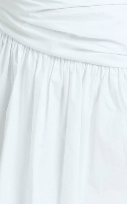 Almera Mini Dress - Strapless Ruched Dress in White