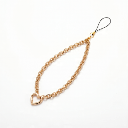 CHUNKY GOLD PHONE STRAP - HEART