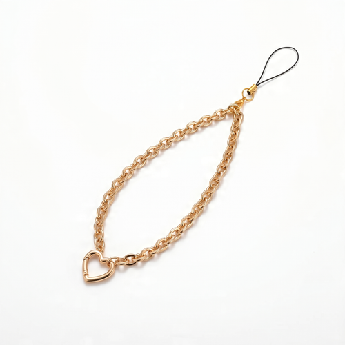CHUNKY GOLD PHONE STRAP - HEART