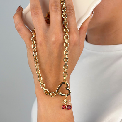 CHUNKY GOLD PHONE STRAP - HEART