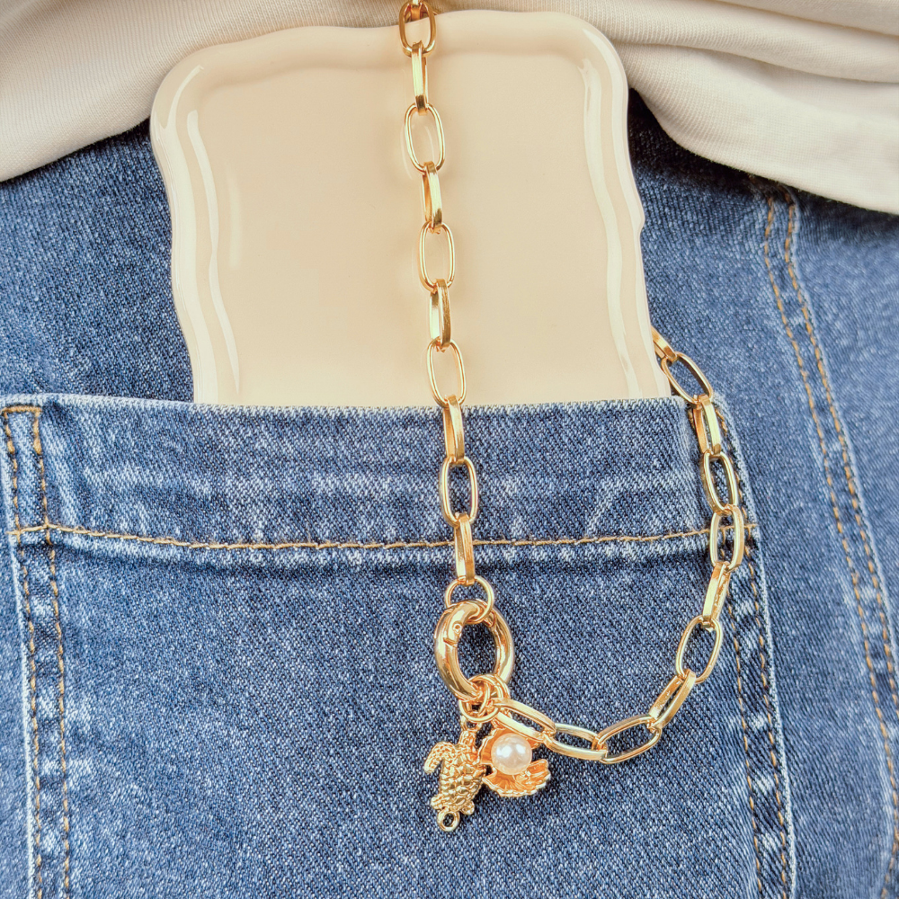 PAPERCLIP GOLD PHONE STRAP - CIRCLE