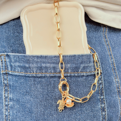 PAPERCLIP GOLD PHONE STRAP - CIRCLE