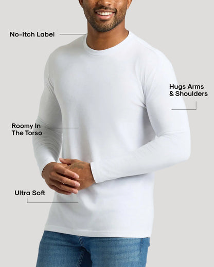 White Classic Long Sleeve Crew Neck 10-Pack