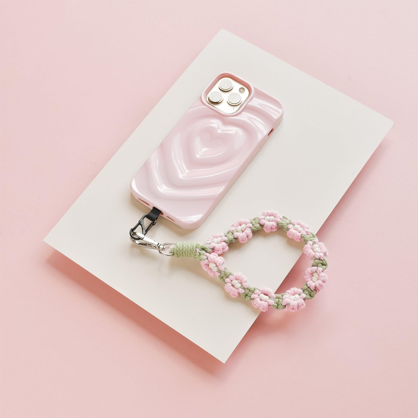 Crochet Flower Phone Strap Bundle - Pink & Green