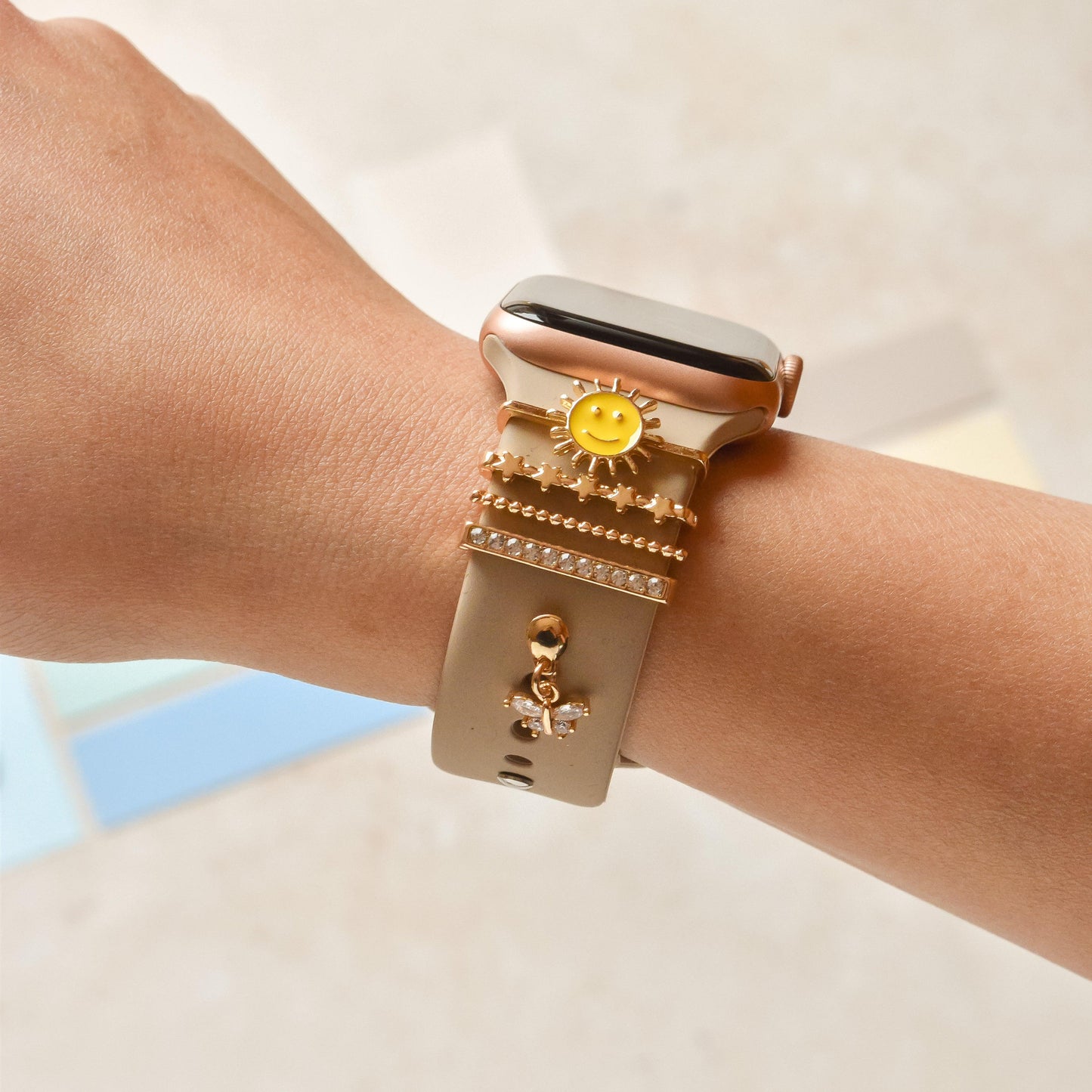 Watch Strap Charm Pack - Gold Smiley Sun
