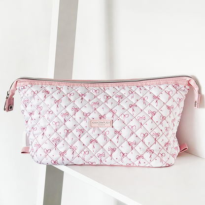 Expandable Makeup Bag - Quilted Dainty Bows
