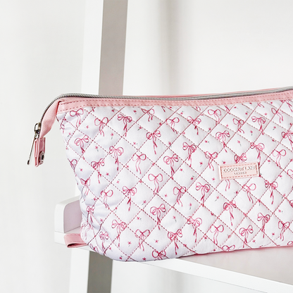 Expandable Makeup Bag - Quilted Dainty Bows