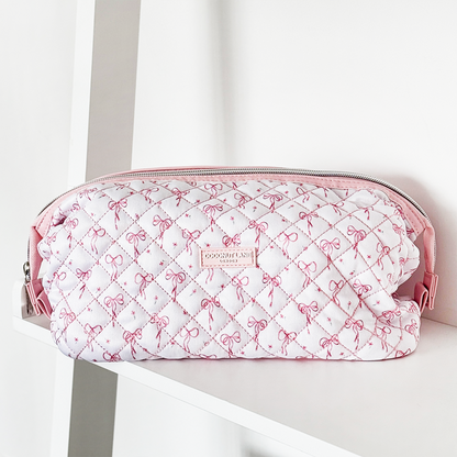 Expandable Makeup Bag - Quilted Dainty Bows