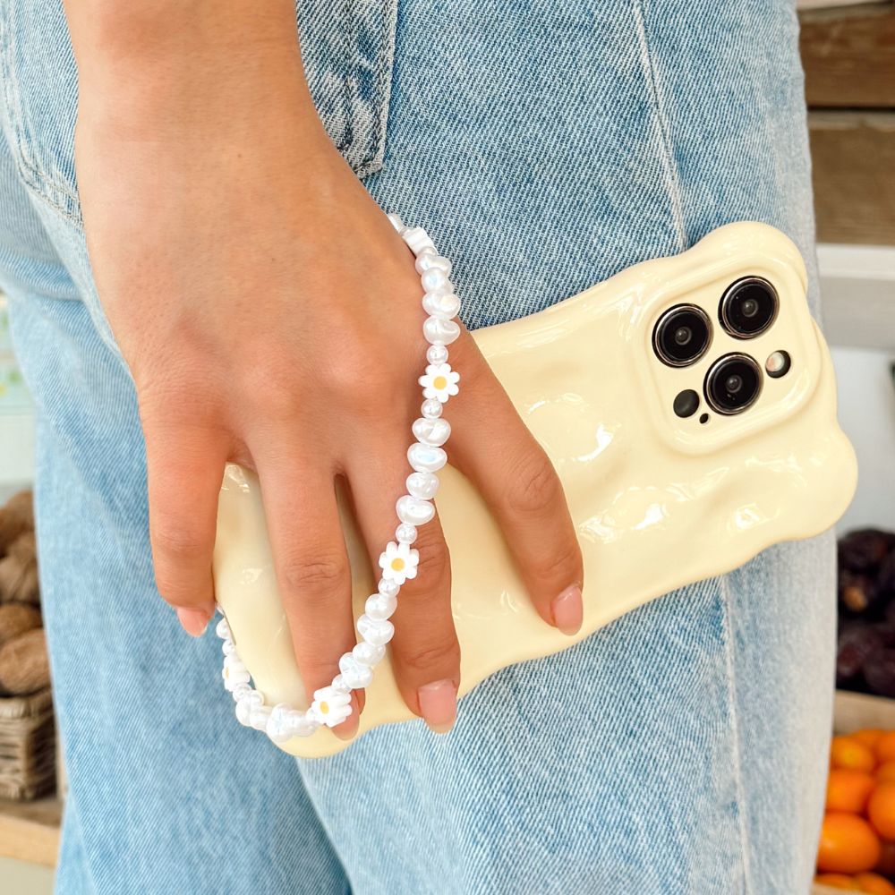 Beaded Phone Strap - Daisy Pearl