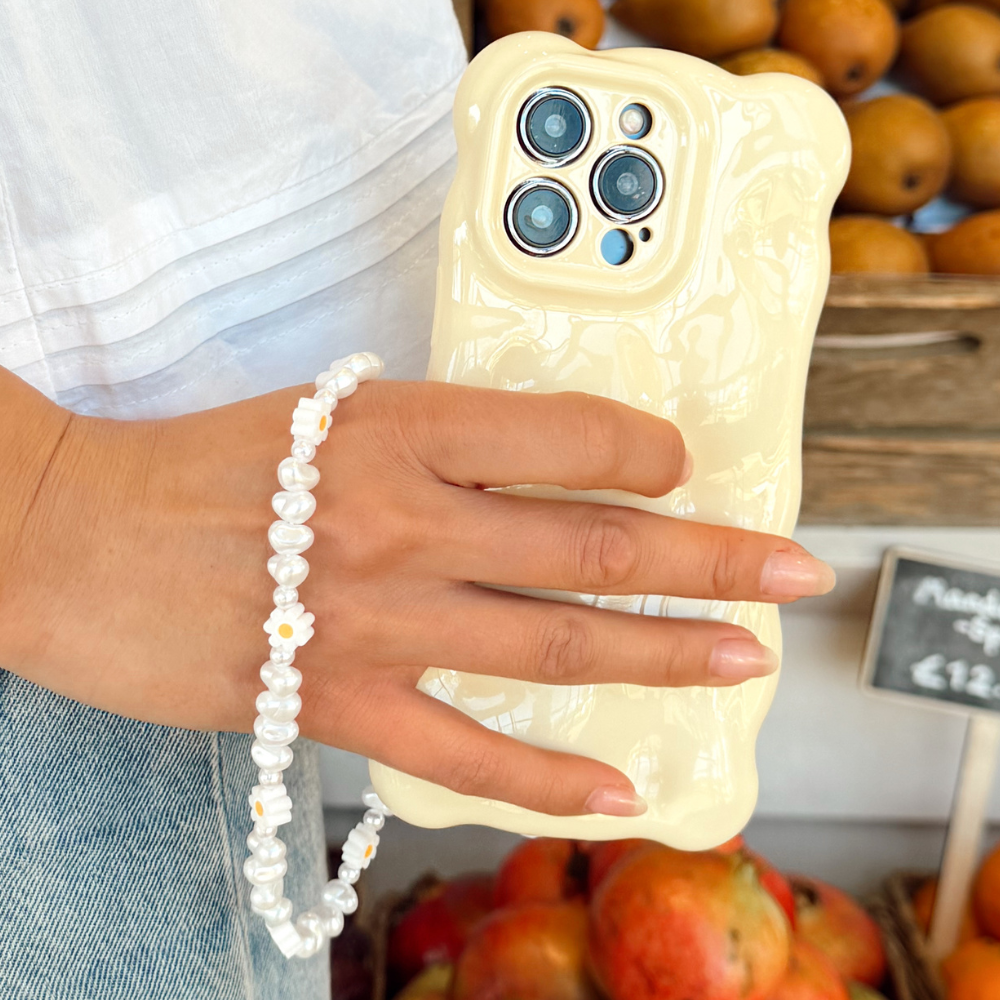 Beaded Phone Strap - Daisy Pearl
