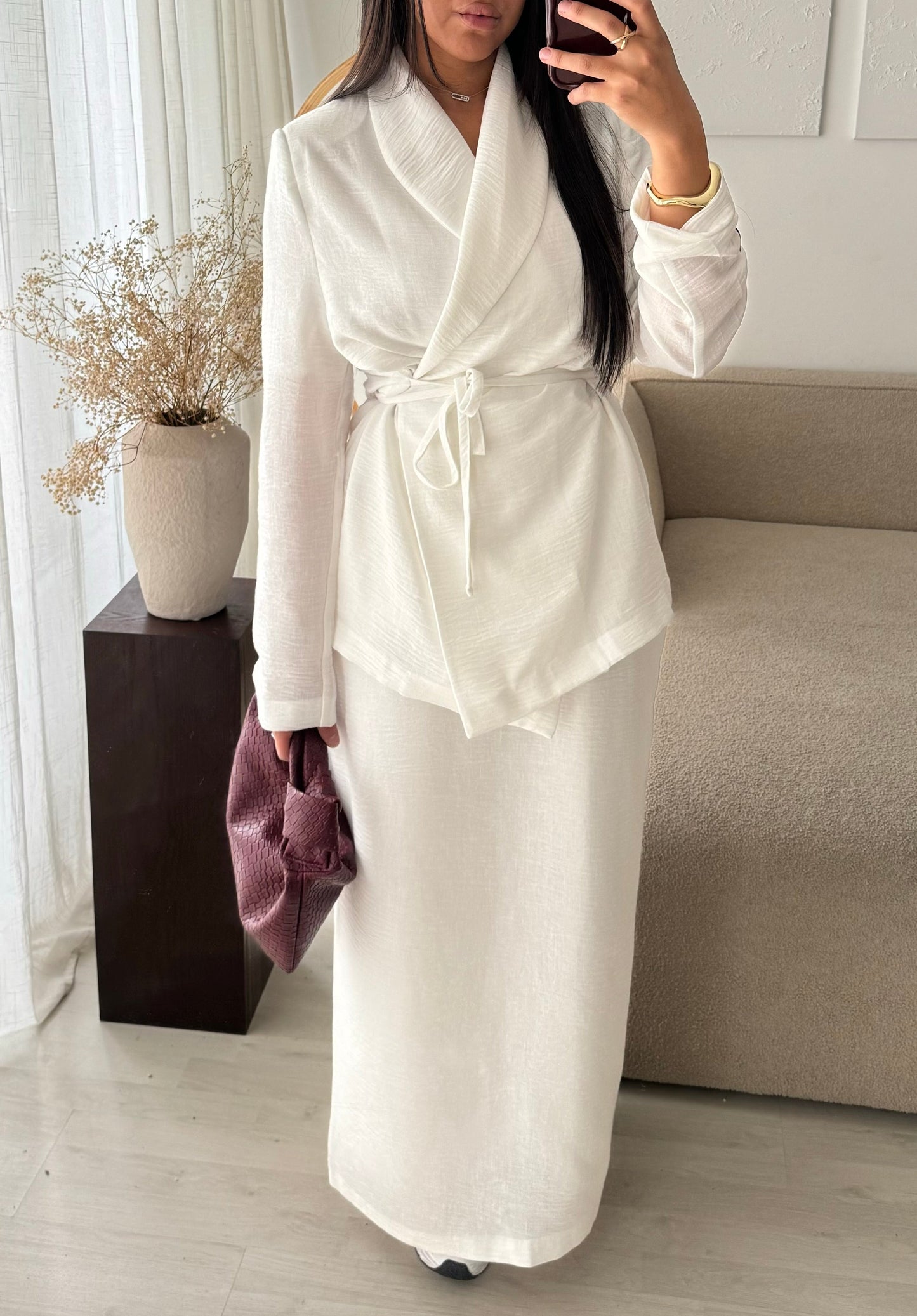 Création MADE IN TURQUIE I Ensemble jupe et blazer AL KITAAN I Blanc