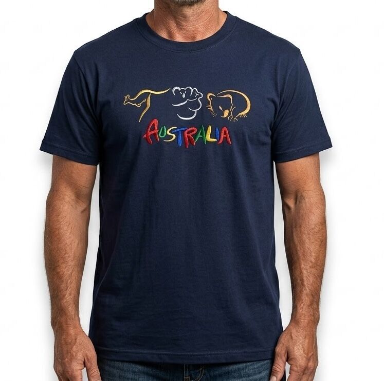 10X Adult Kangaroo Koala Wombat Australian Animals T Shirt Bulk Pack Navy Blue 100 Cotton Souvenir Gift Tee Top