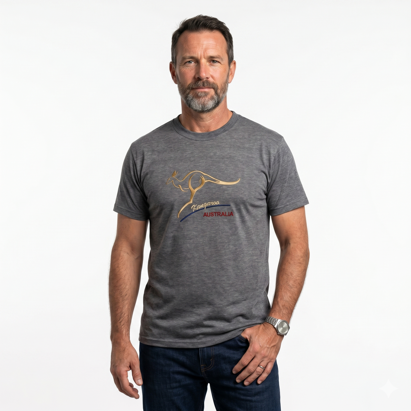 10X Adult Kangaroo Australia T Shirt Bulk Pack Grey Marle 100 Cotton Souvenir Gift Tee Top