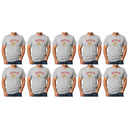 10X Adult Kangaroo Emu Australia Melbourne T Shirt Bulk Pack Grey 100 Cotton Souvenir Gift Top