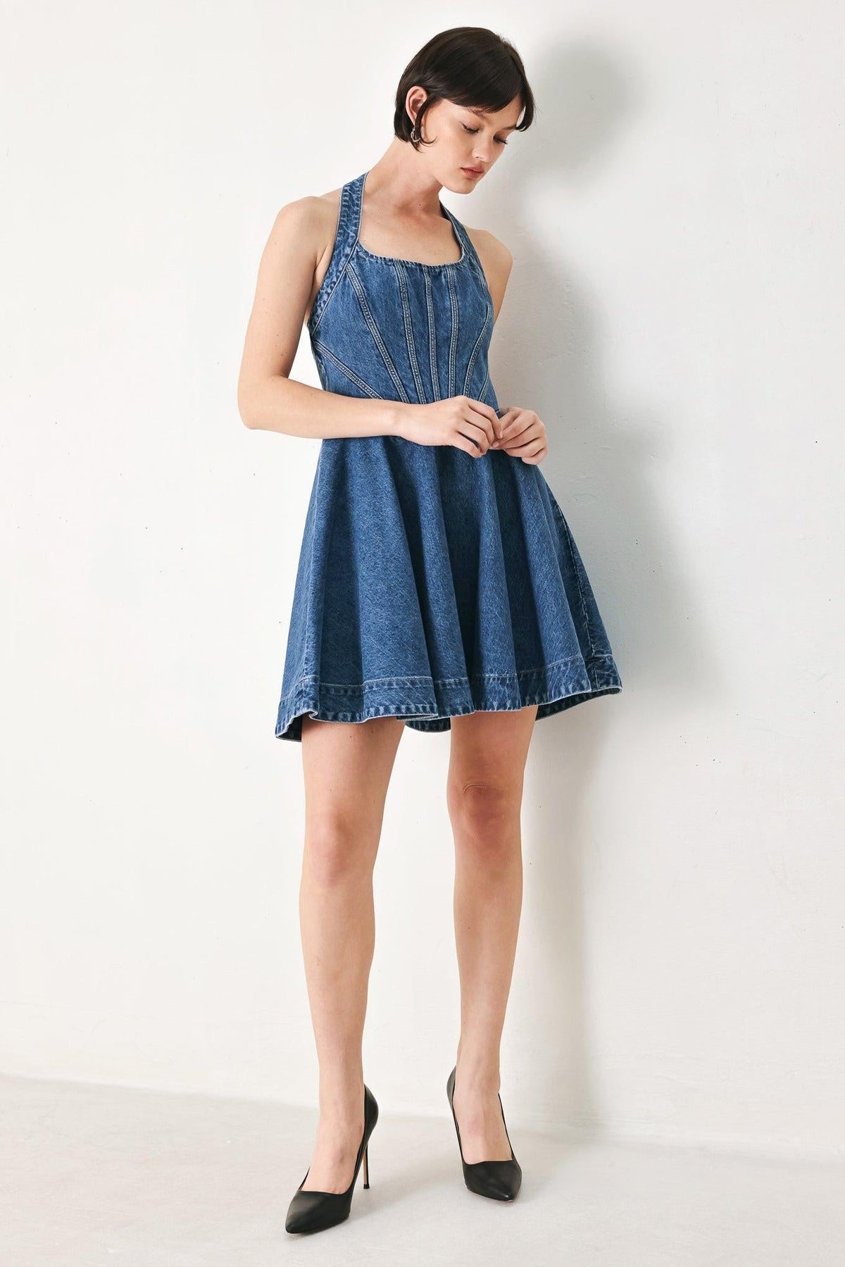 VINTAGE SHAPE DENIM MINI DRESS