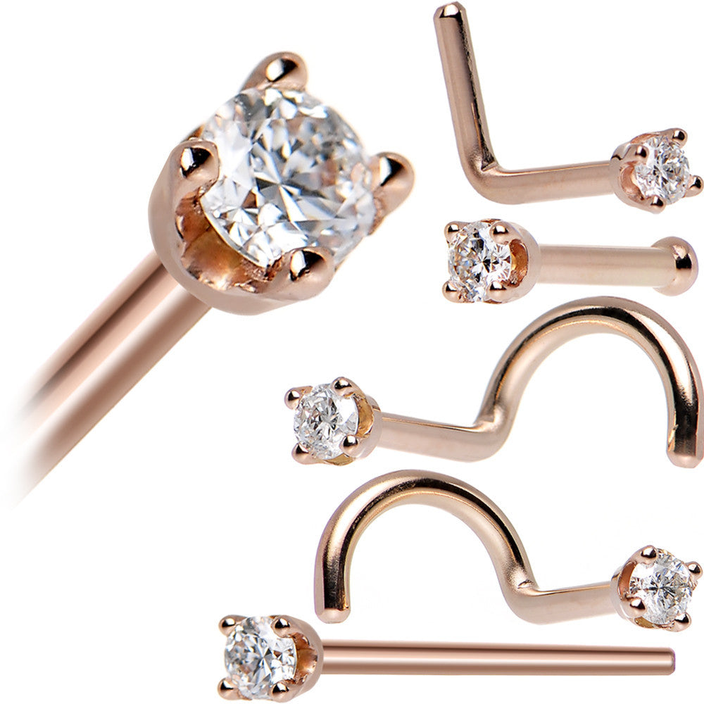 14k Rose Gold 2mm Lab Grown Diamond Nose Ring