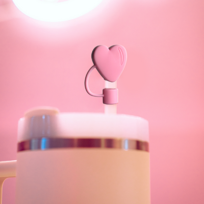 Pink Heart Straw Cover