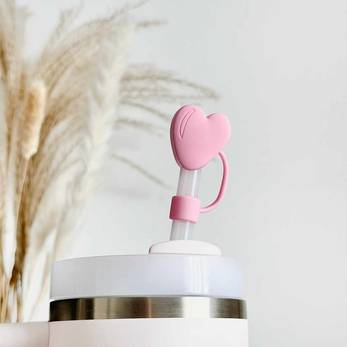 Pink Heart Straw Cover