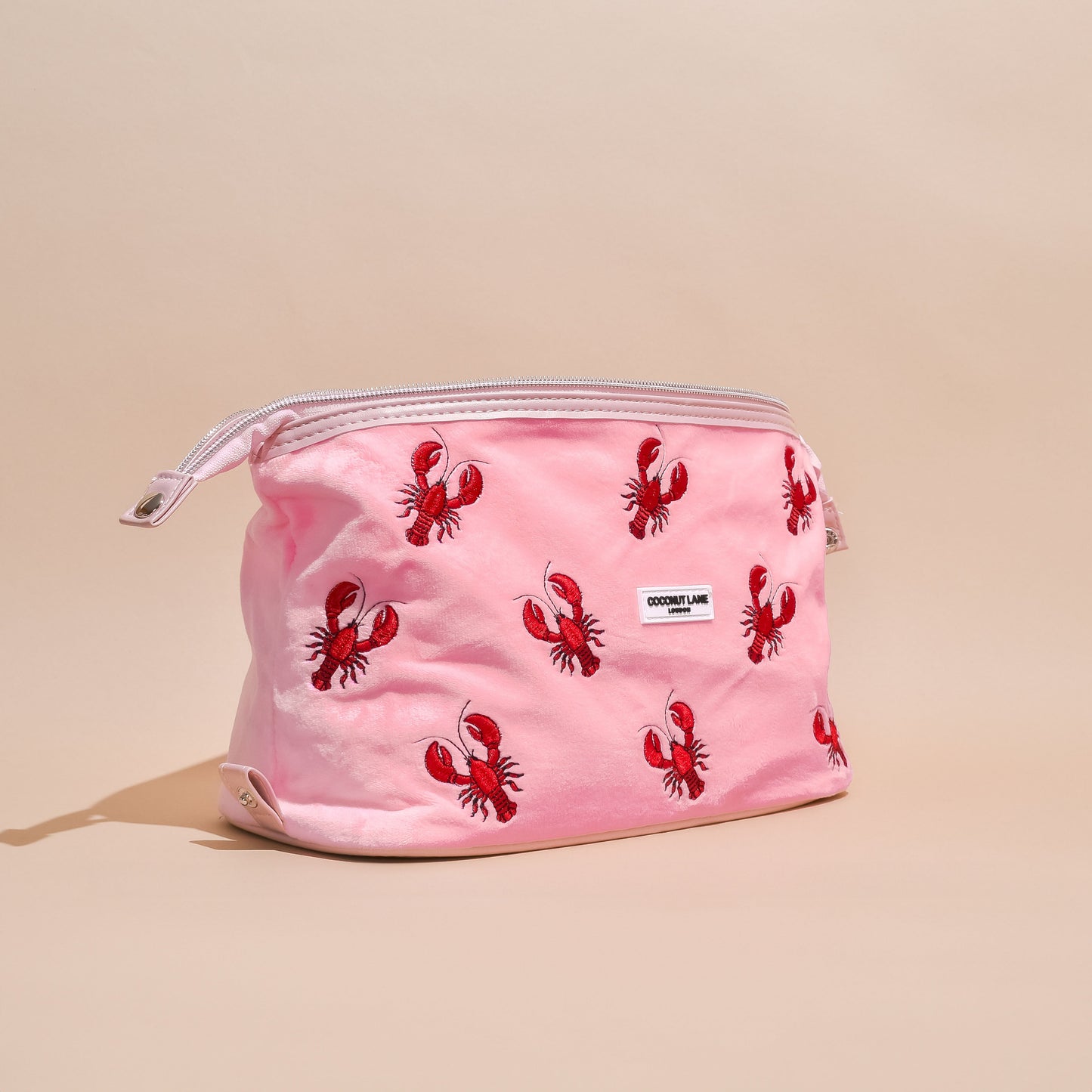 Expandable Makeup Bag - Pink Velvet Lobster