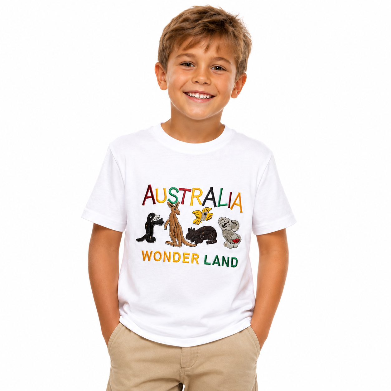 10x Kids Australian Animals T-Shirt Bulk Pack - White (100% Cotton Childrens Souvenir Gift Top)