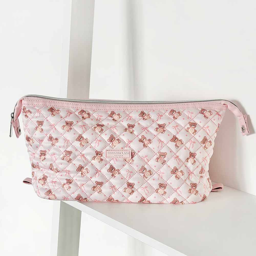 Expandable Makeup Bag - Quilted Thea Teddy