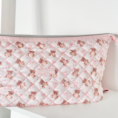 Expandable Makeup Bag - Quilted Thea Teddy