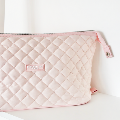 Expandable Makeup Bag - Quilted Marshmallow Pink