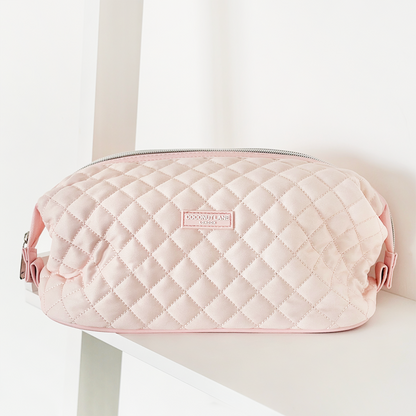 Expandable Makeup Bag - Quilted Marshmallow Pink