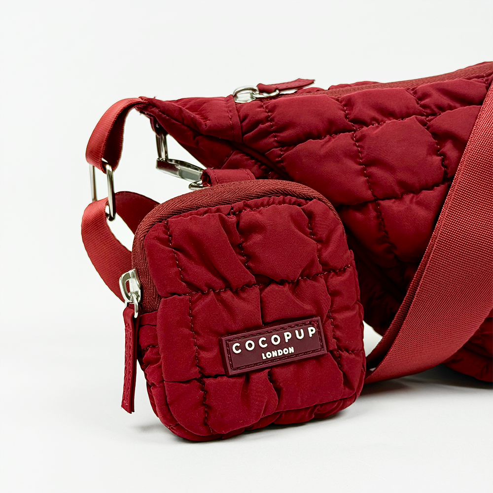 Crossbody Crescent Dog Walking Bag Bundle - Merlot