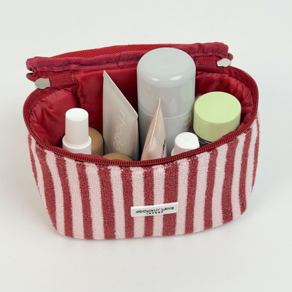 MINI Towel Travel Vanity Case - Blushberry Scallop Stripes