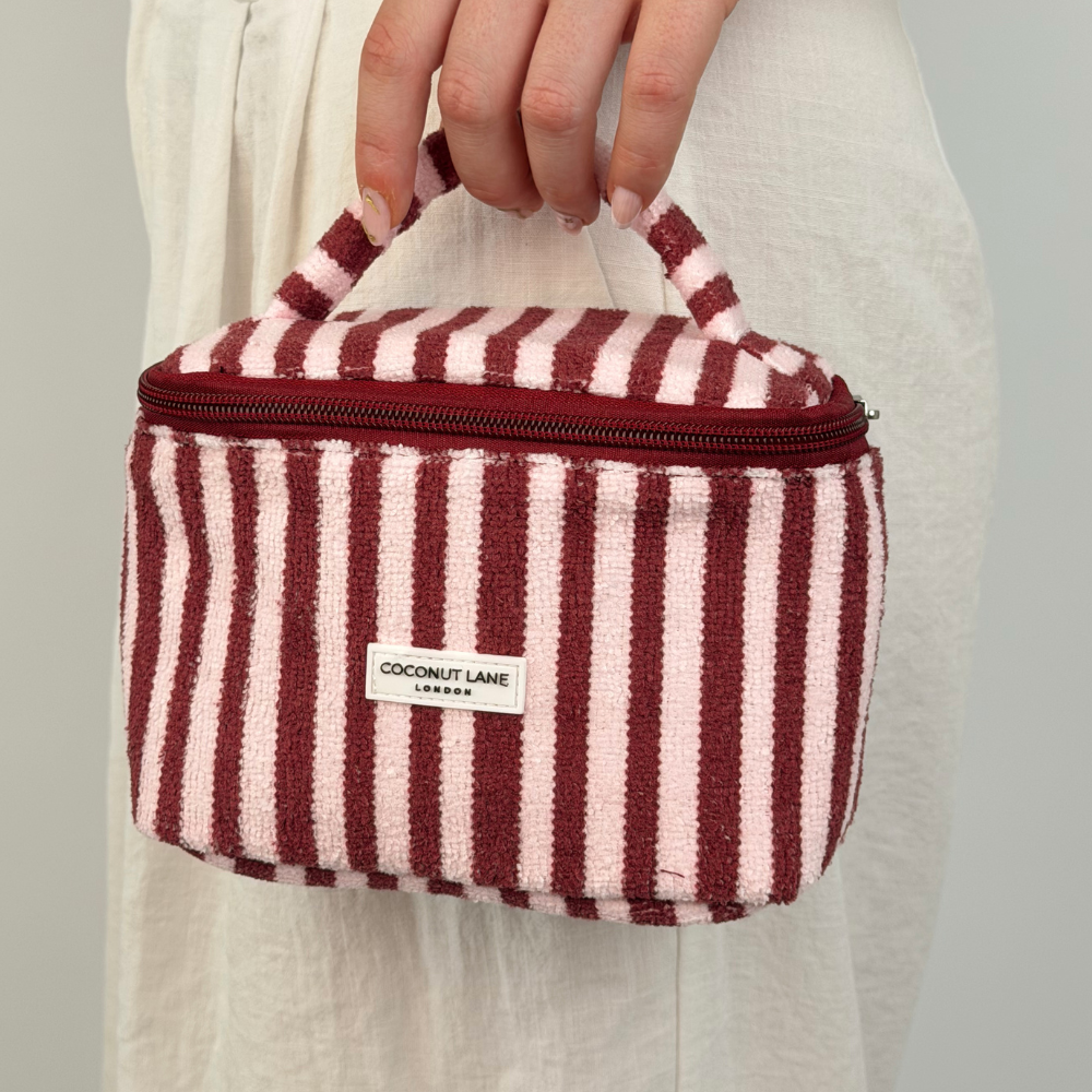 MINI Towel Travel Vanity Case - Blushberry Scallop Stripes