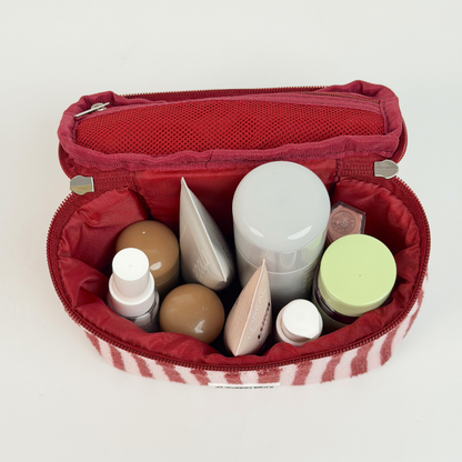 MINI Towel Travel Vanity Case - Blushberry Scallop Stripes