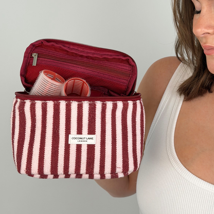 MINI Towel Travel Vanity Case - Blushberry Scallop Stripes