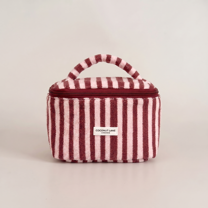 MINI Towel Travel Vanity Case - Blushberry Scallop Stripes