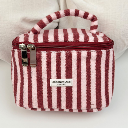 MINI Towel Travel Vanity Case - Blushberry Scallop Stripes