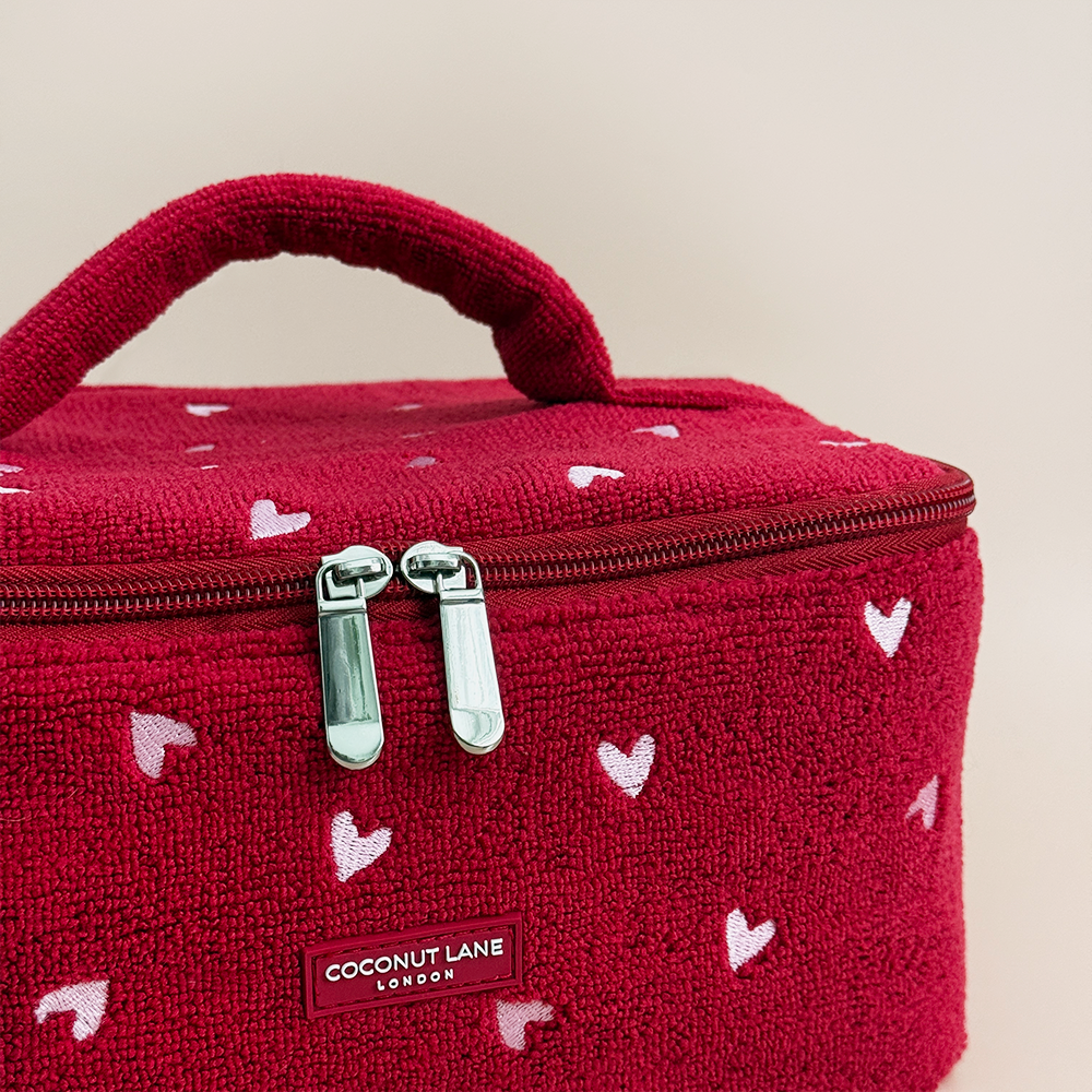 Travel Towel Vanity Case - Mulberry Hearts