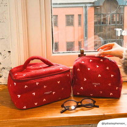 Travel Towel Vanity Case - Mulberry Hearts