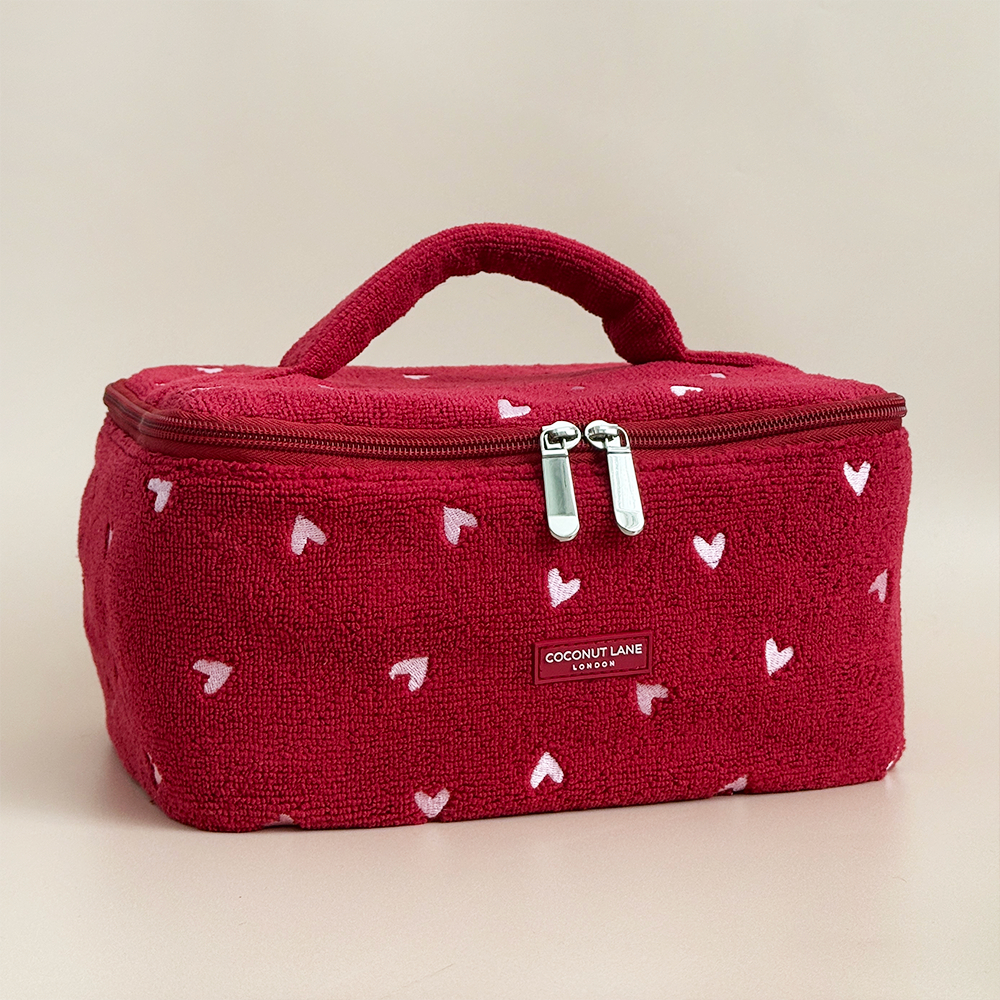 Travel Towel Vanity Case - Mulberry Hearts