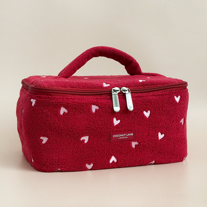 Travel Towel Vanity Case - Mulberry Hearts