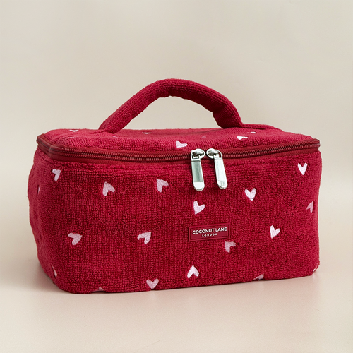 Travel Towel Vanity Case - Mulberry Hearts