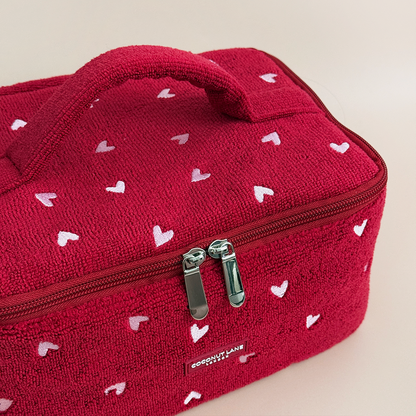 Travel Towel Vanity Case - Mulberry Hearts