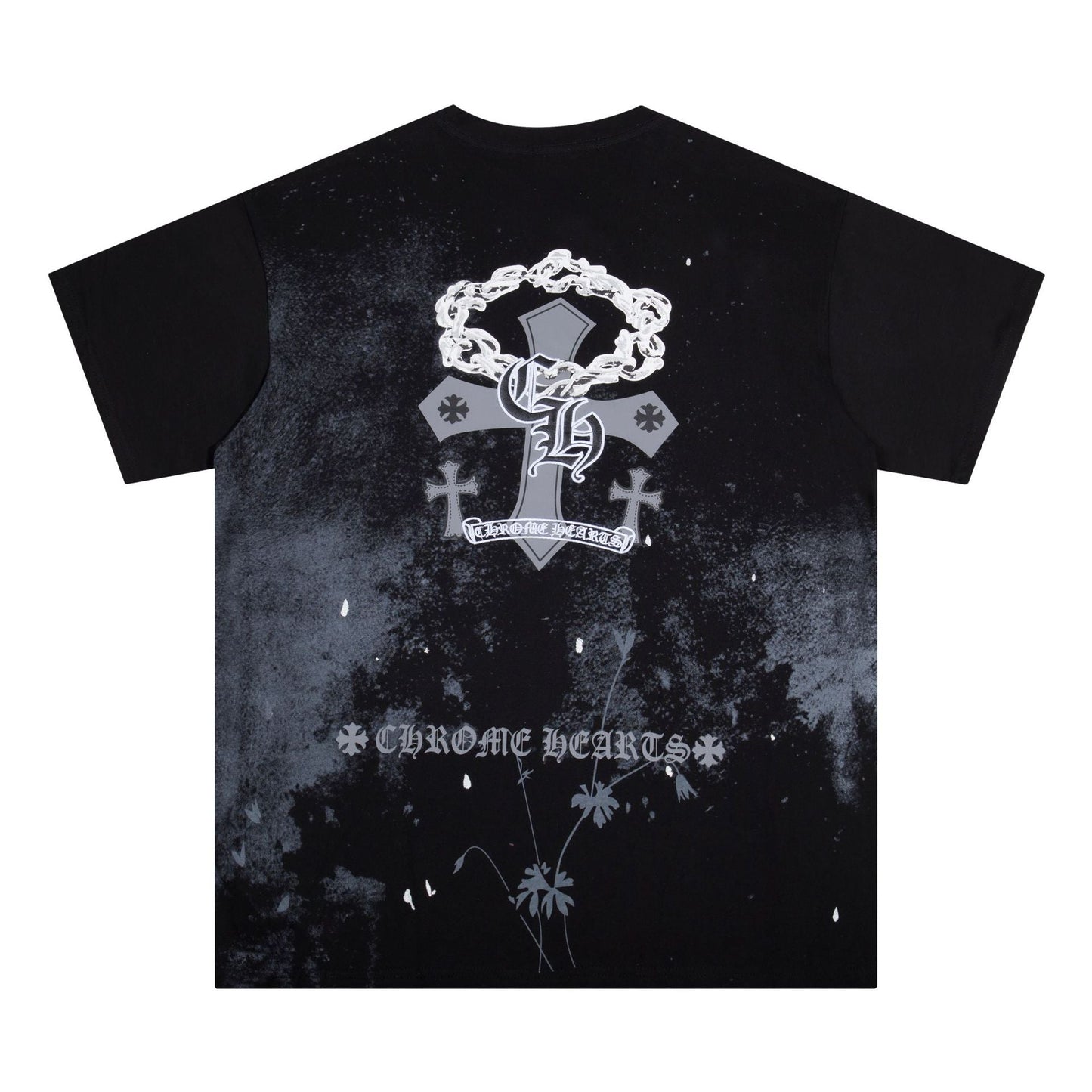 Chrome Heart T Shirts Starry Sky Inkjet Leather Short Sleeve T-Shirt