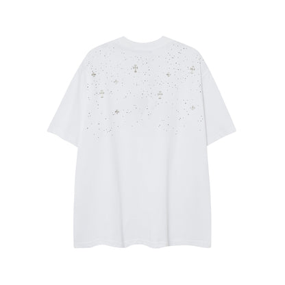 Chrome Heart T Shirts CH Gypsy Hot Diamond Cross Crew Neck Short Sleeve T-Shirt