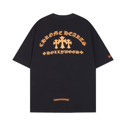Chrome Heart T Shirts CROW Summer Short Sleeve Embroidery Crew Neck Loose
