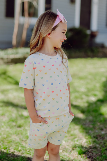 Short Sleeve Jogger Set in Pastel Mickey Mouse